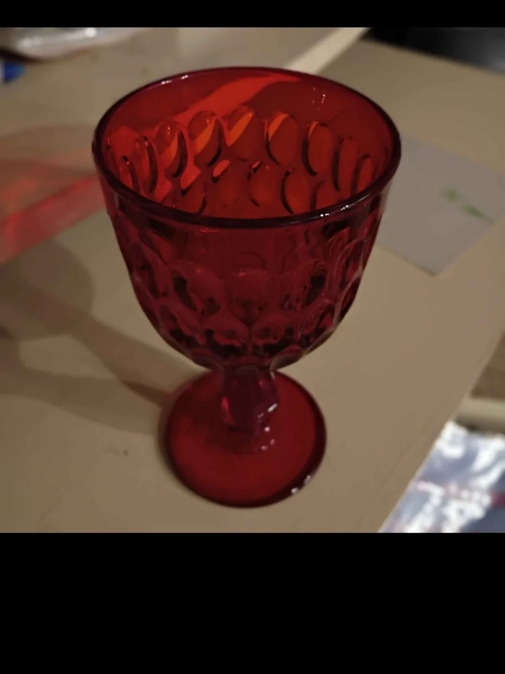 Replacement Red Pressed Glass Goblet - Elegant Home Dining Glassware